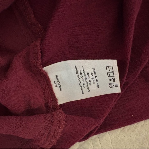 Boho Indie Whimsigoth Embroidered Burgundy Layer Active Top XS - Picture 5 of 6
